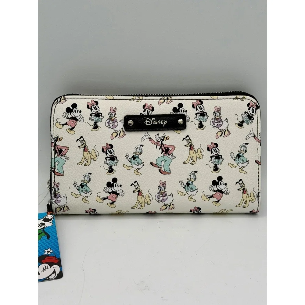 Disney and Friends Character Wristlet Wallet White  Mickey Minnie Mouse NEW